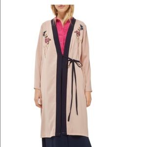 Topshop Embroidered Long Coatigan Duster Coat